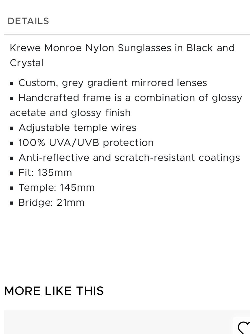 KREWE Monroe Nylon sunglasses black with case and unopened cloth - Picture 6 of 12